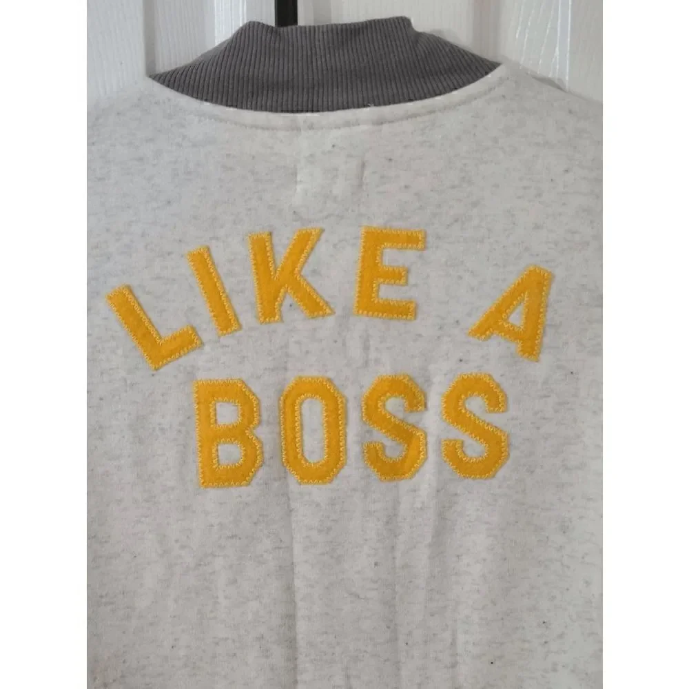 🙂 Gymboree Boy's Like A Boss Varsity Long Sleeve Smile Snap Sweat Jacket Size M